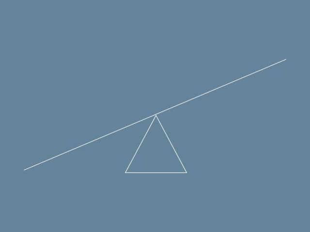 Ilustração de Andreia Ramos de uma balança desenhada de forma minimalista, representada por um triangulo com uma linha em cima
